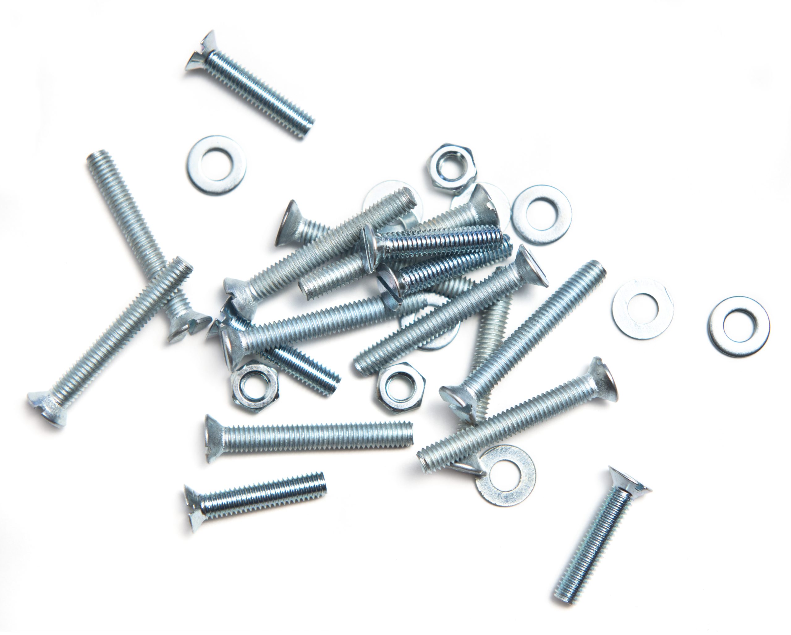 Fasteners several screws isolated on white background