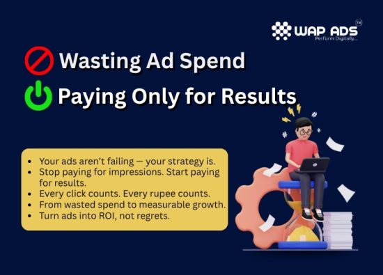 Marketer analyzing ad performance data charts to improve ROI with performance marketing strategies