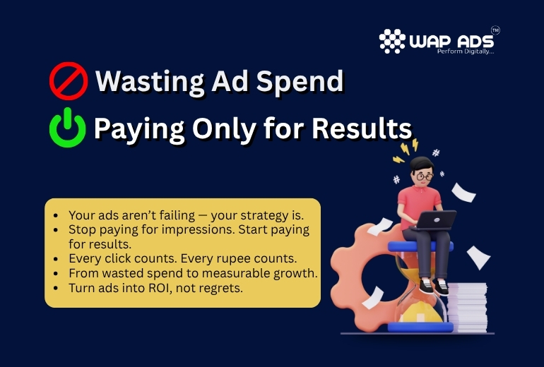 Marketer analyzing ad performance data charts to improve ROI with performance marketing strategies